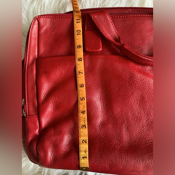 Mancini Red Leather Triple Compartment Briefcase for 15” Laptop/Tablet - Picture 15 of 16